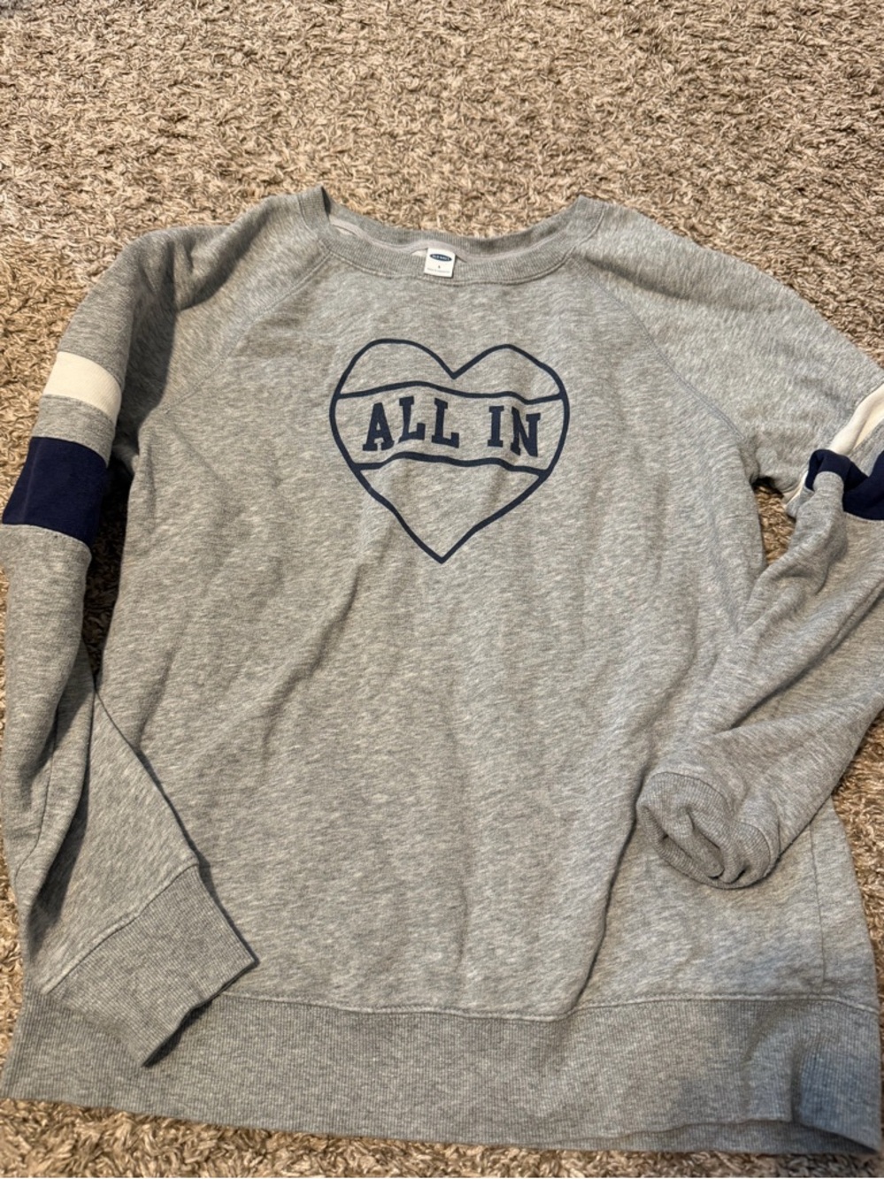 Old Navy Gray Pullover Sweatshirt with Navy Logo